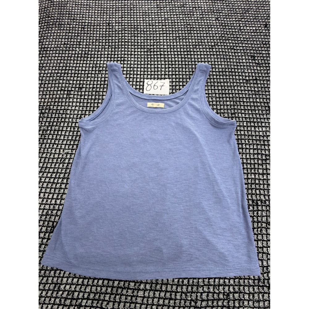 Madewell Tank Top Womens Size S Blue Ribbed Scoop Neck Sleeveless